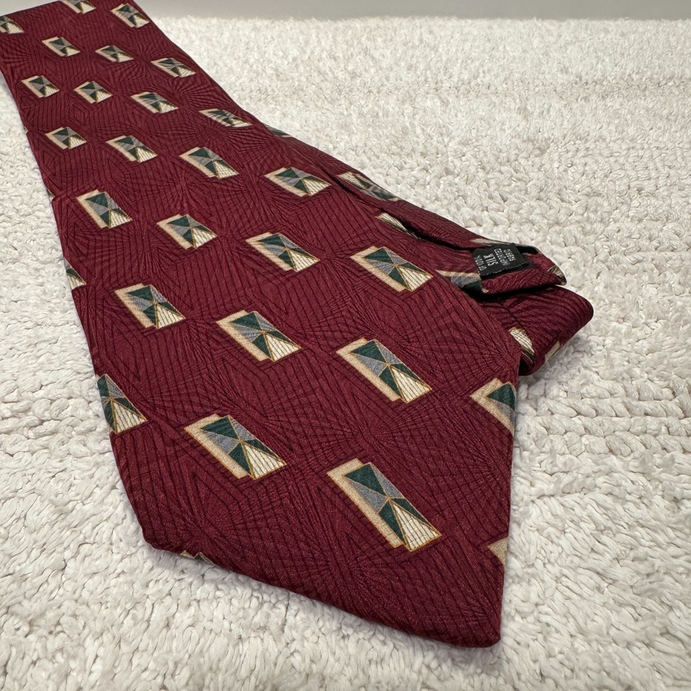 Bill Blass Black Label Tie Geometric Abstract Art Deco Foulard Costa Rica Silk